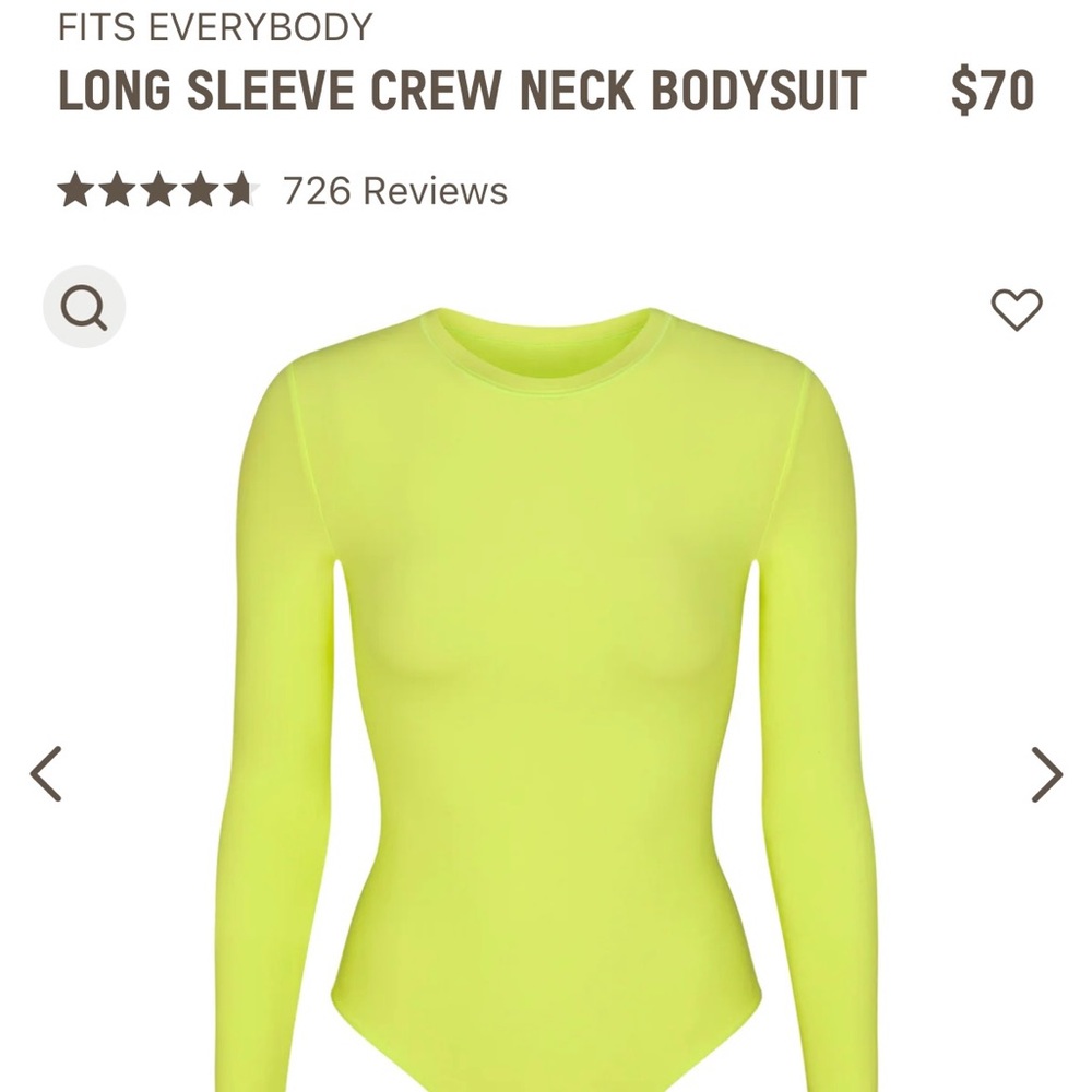 New with Tags Skims Fits Everybody Bodysuit in Highlighter Yellow, size Medium.